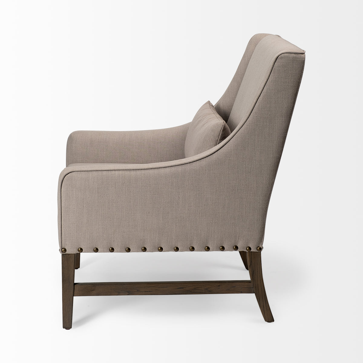 Kensington Cream Linen Fabric and Wood Accent Chair