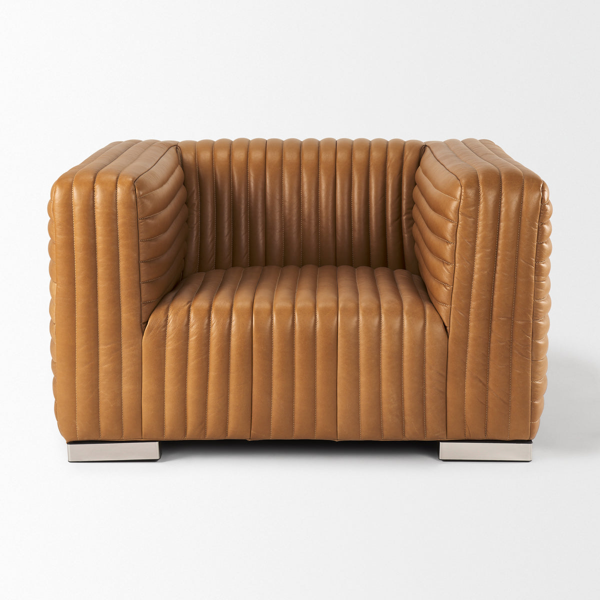Ricciardo Cognac Leather Upholstered Arm Chair