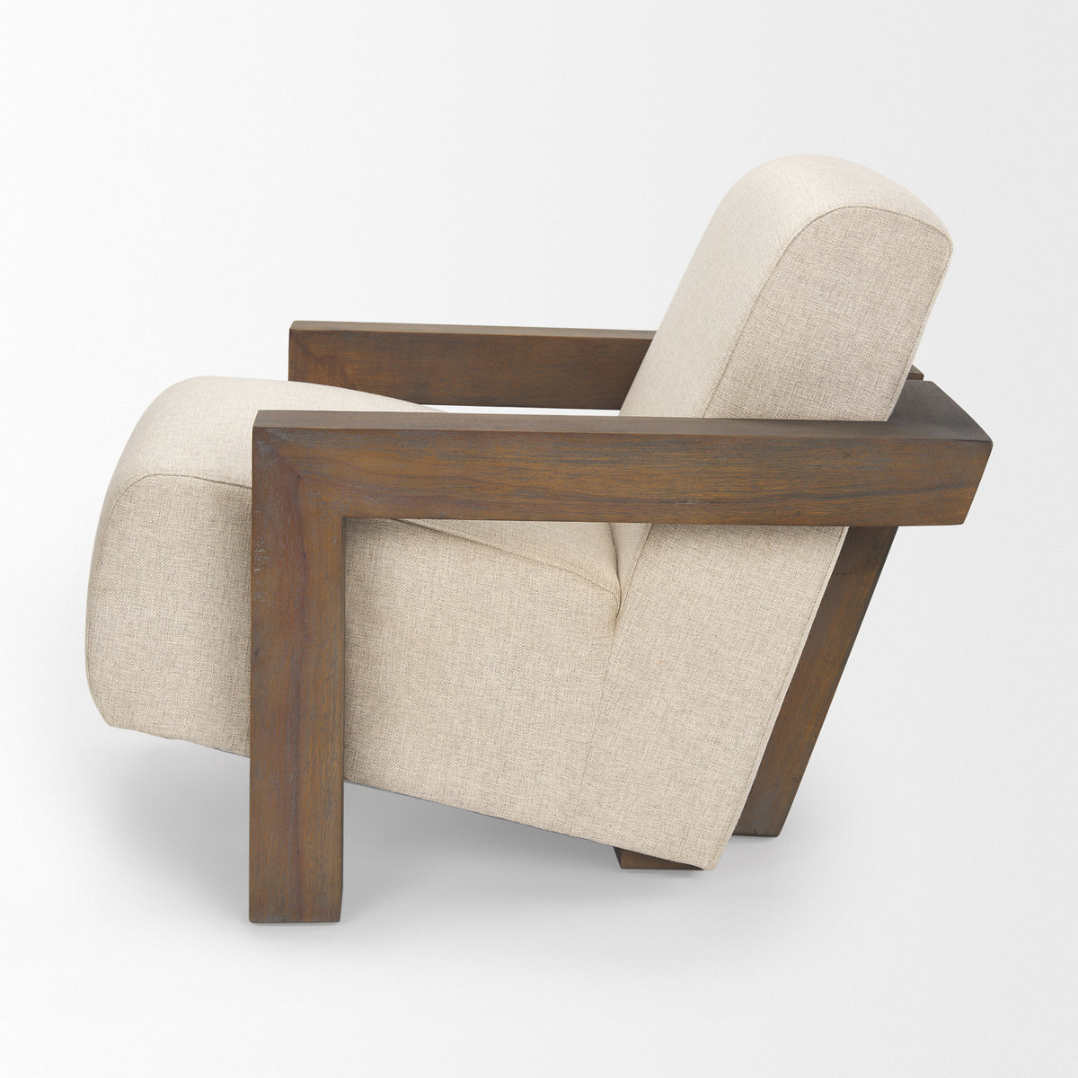 Sovereign Oatmeal Fabric Upholstered w Solid Wood Frame Accent Chair