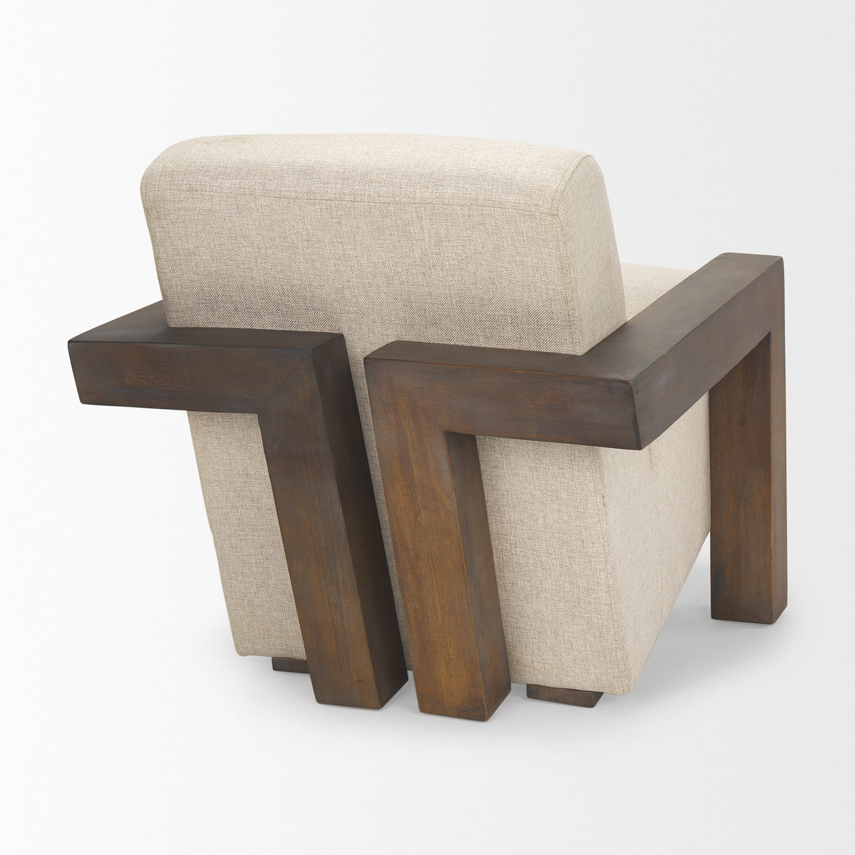 Sovereign Oatmeal Fabric Upholstered w Solid Wood Frame Accent Chair