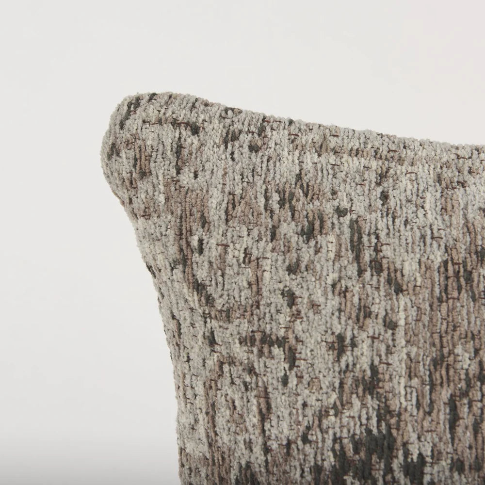 Khloe Taupe Lumbar Pillow Cover β Antique Rug-Style Chic with Jacquard Woven Cotton Chenille Design