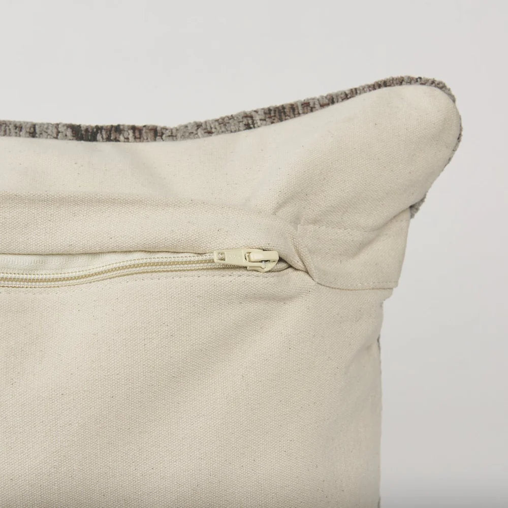 Khloe Taupe Lumbar Pillow Cover β Antique Rug-Style Chic with Jacquard Woven Cotton Chenille Design
