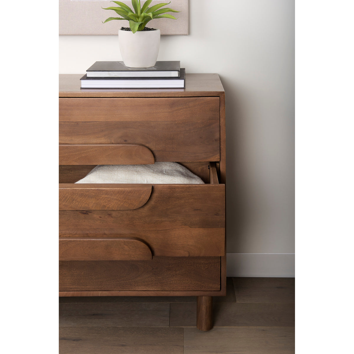 Astrid Medium Brown Solid Wood 3 Drawer Cabinet