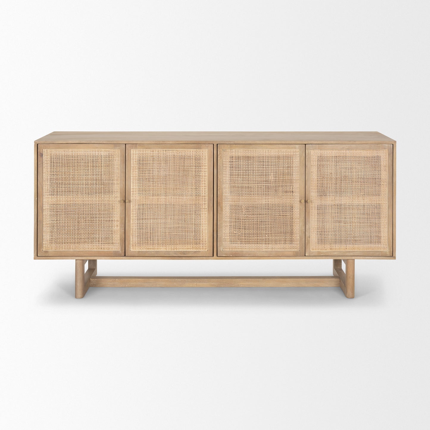 Grier Light Brown Solid Wood Sideboard with Cane Accents for a Stylish and Functional Storage Solution