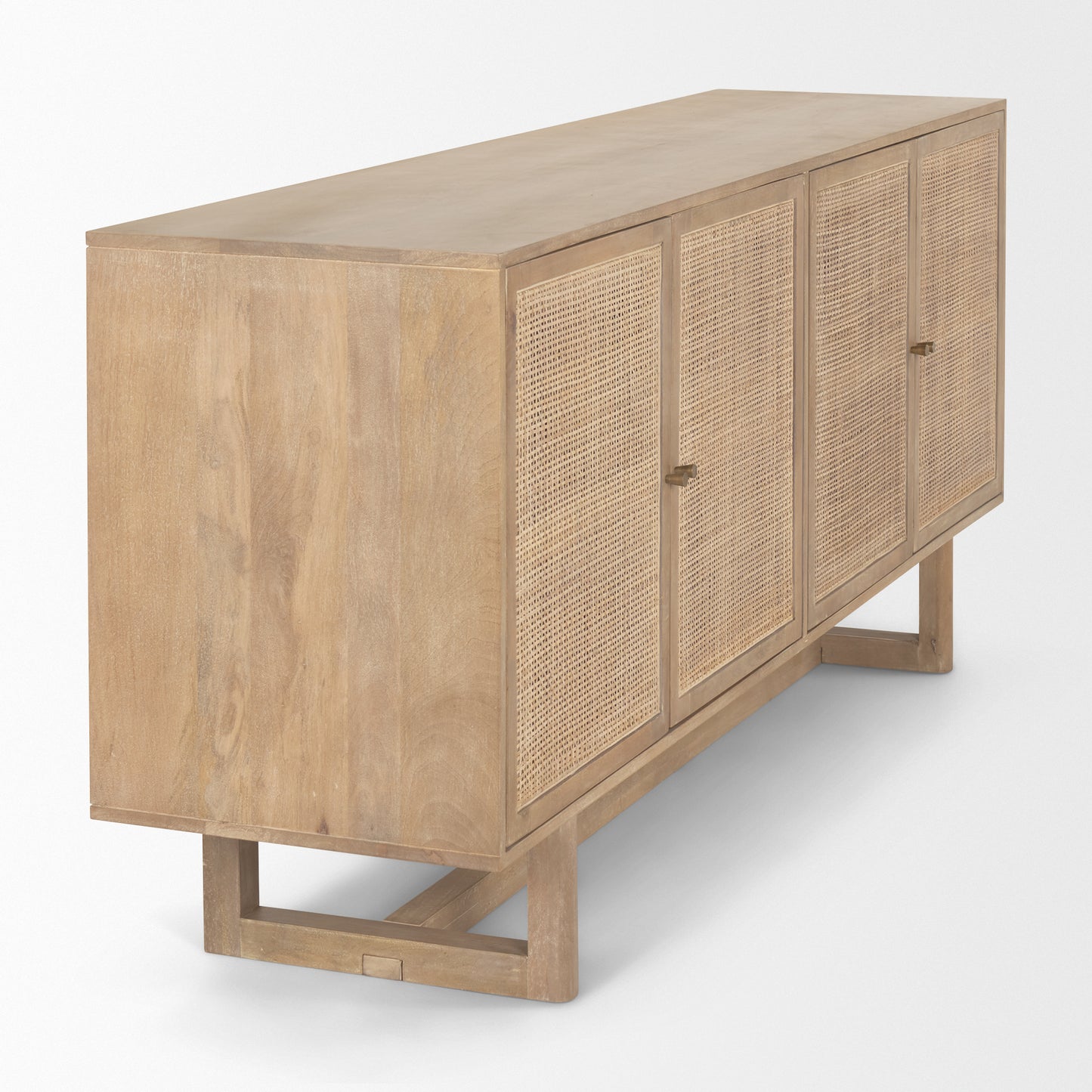 Grier Light Brown Solid Wood Sideboard with Cane Accents for a Stylish and Functional Storage Solution