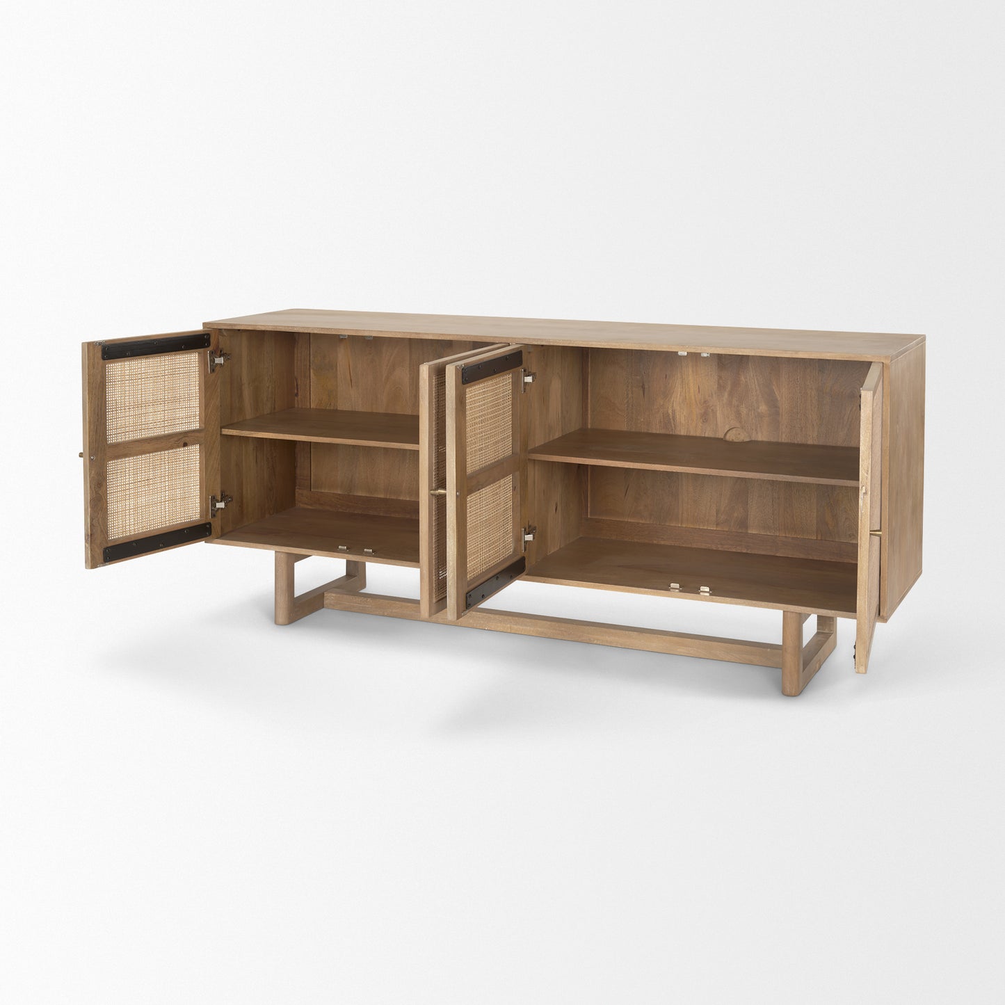 Grier Light Brown Solid Wood Sideboard with Cane Accents for a Stylish and Functional Storage Solution