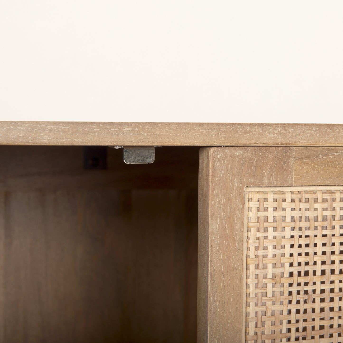 Grier Light Brown Solid Wood Sideboard with Cane Accents for a Stylish and Functional Storage Solution
