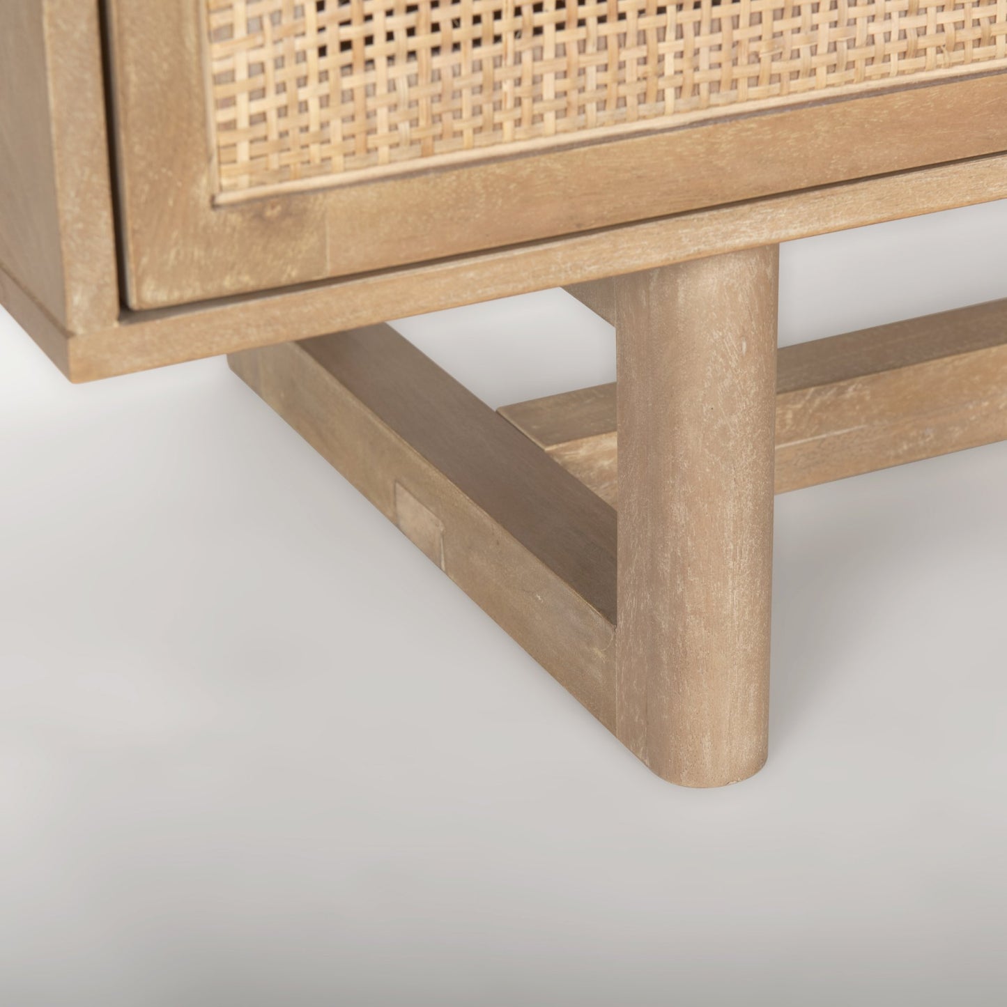Grier Light Brown Solid Wood Sideboard with Cane Accents for a Stylish and Functional Storage Solution