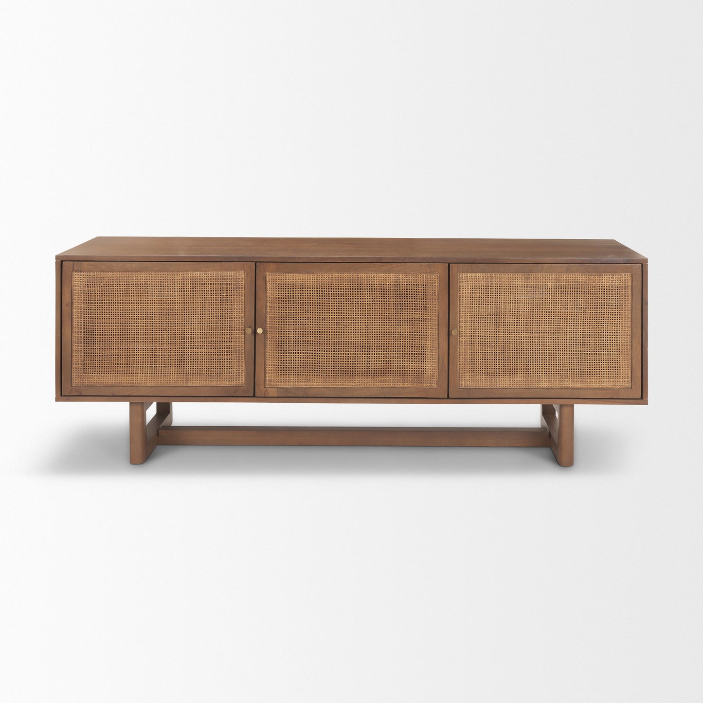 Grier Medium Brown Solid Wood with Cane Media Console - Elegant Design for Stylish Entertainment Spaces and Cozy Living Rooms