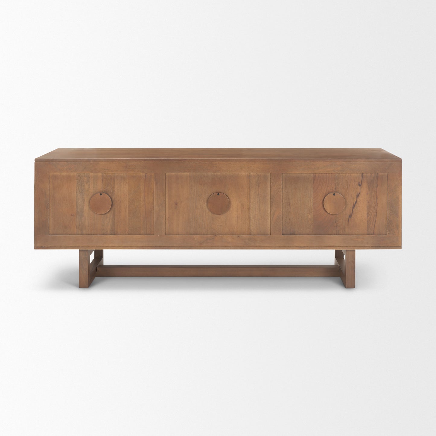 Grier Medium Brown Solid Wood with Cane Media Console - Elegant Design for Stylish Entertainment Spaces and Cozy Living Rooms