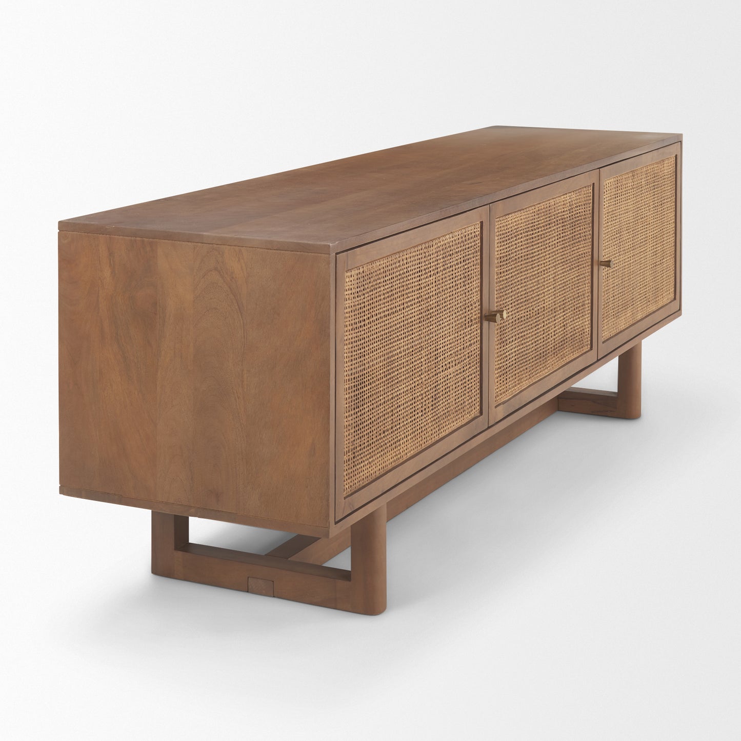 Grier Medium Brown Solid Wood with Cane Media Console - Elegant Design for Stylish Entertainment Spaces and Cozy Living Rooms