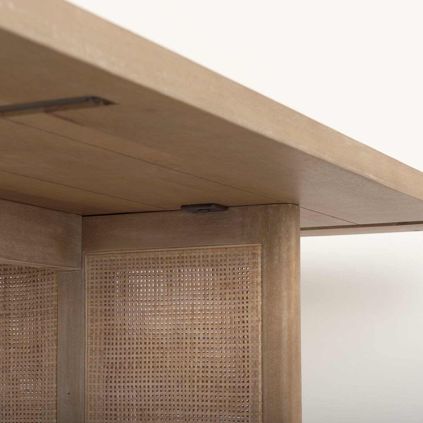 Grier 84" Light Brown Wood Dining Table with Cane Details