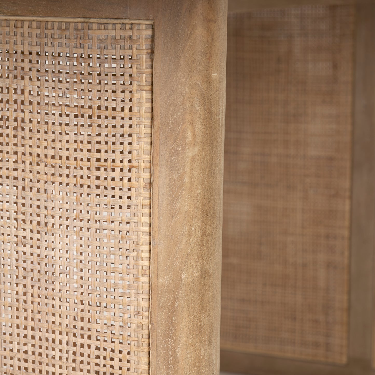 Grier 84" Light Brown Wood Dining Table with Cane Details