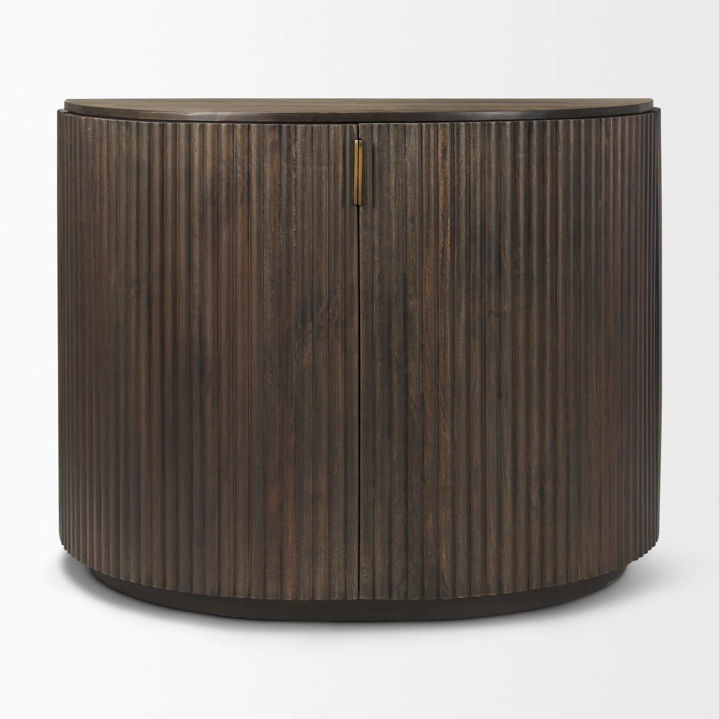 Terra Elegant Mango Wood Accent Cabinet with Gold Handles – Stylish Fluted Storage Solution for Any Space - Dark Brown Wood