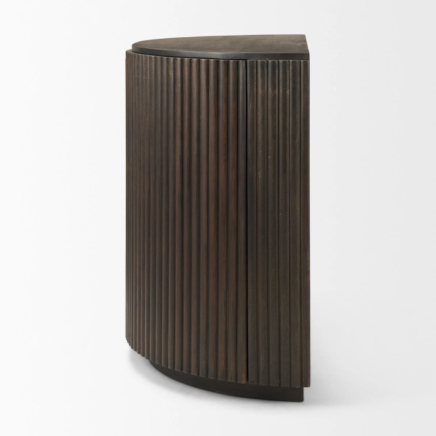 Terra Elegant Mango Wood Accent Cabinet with Gold Handles – Stylish Fluted Storage Solution for Any Space - Dark Brown Wood