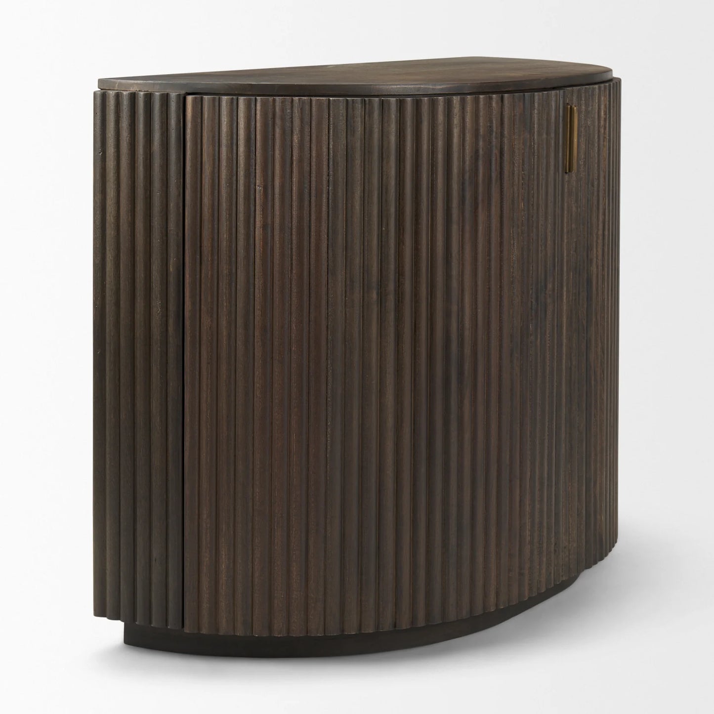 Terra Elegant Mango Wood Accent Cabinet with Gold Handles – Stylish Fluted Storage Solution for Any Space - Dark Brown Wood