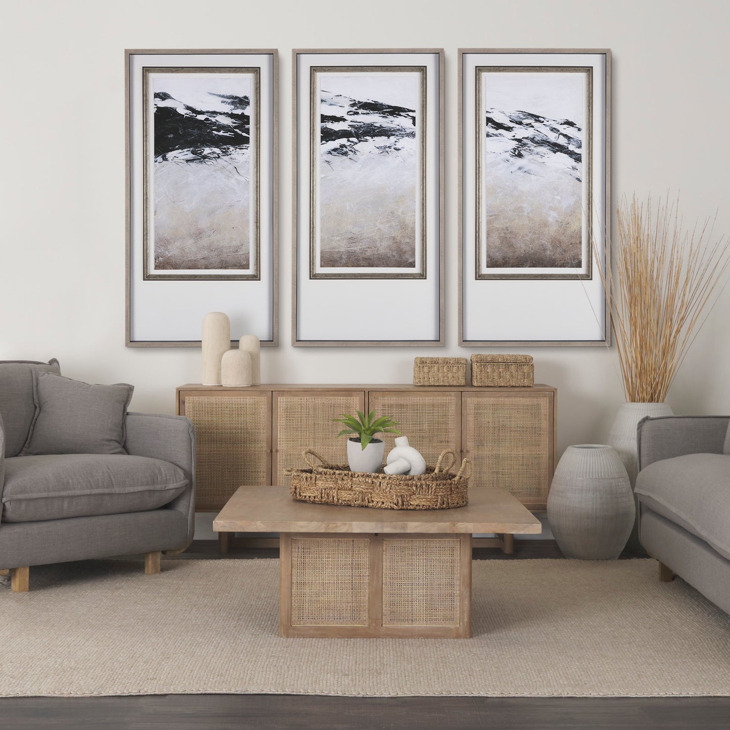 Grier Light Brown Solid Wood Sideboard with Cane Accents for a Stylish and Functional Storage Solution