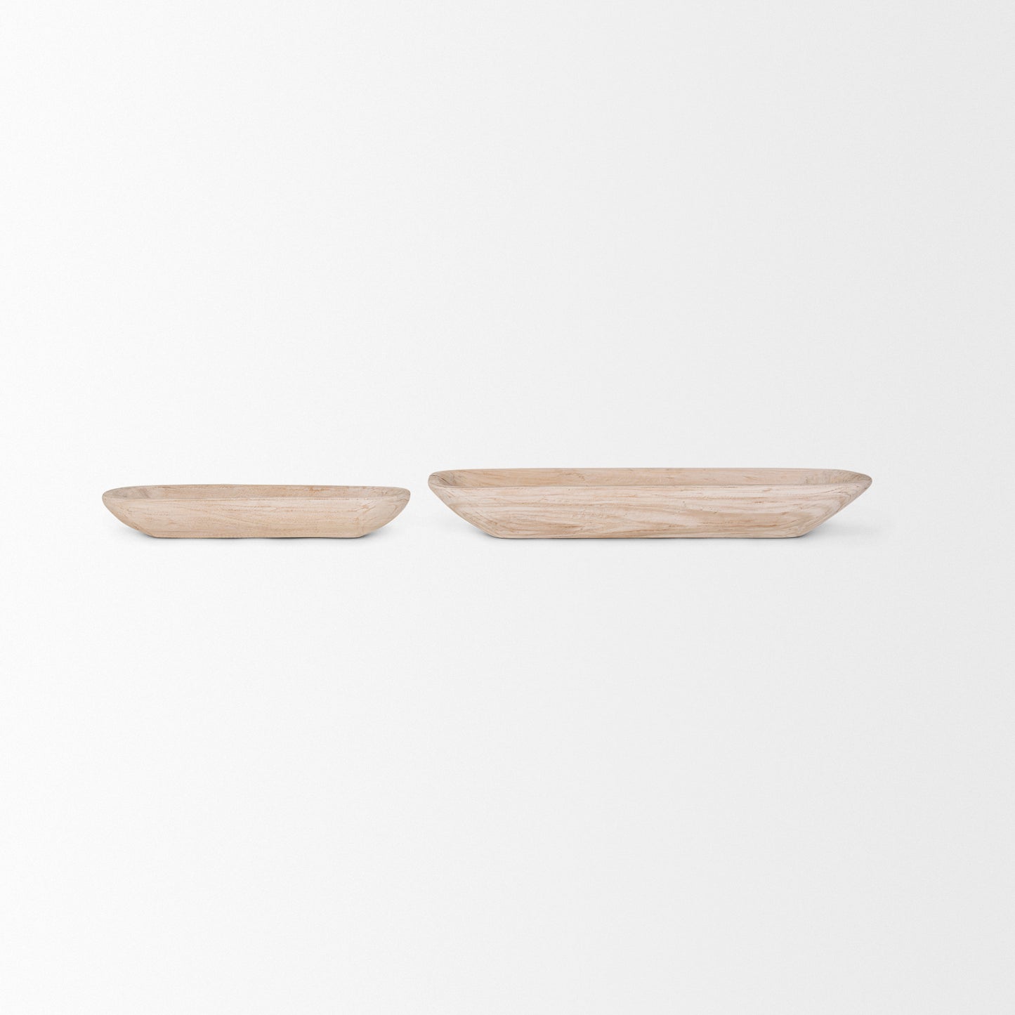 Athena Extra Large Hand-Carved Reclaimed Wood Trays in Medium Brown - Stylish Set of 2