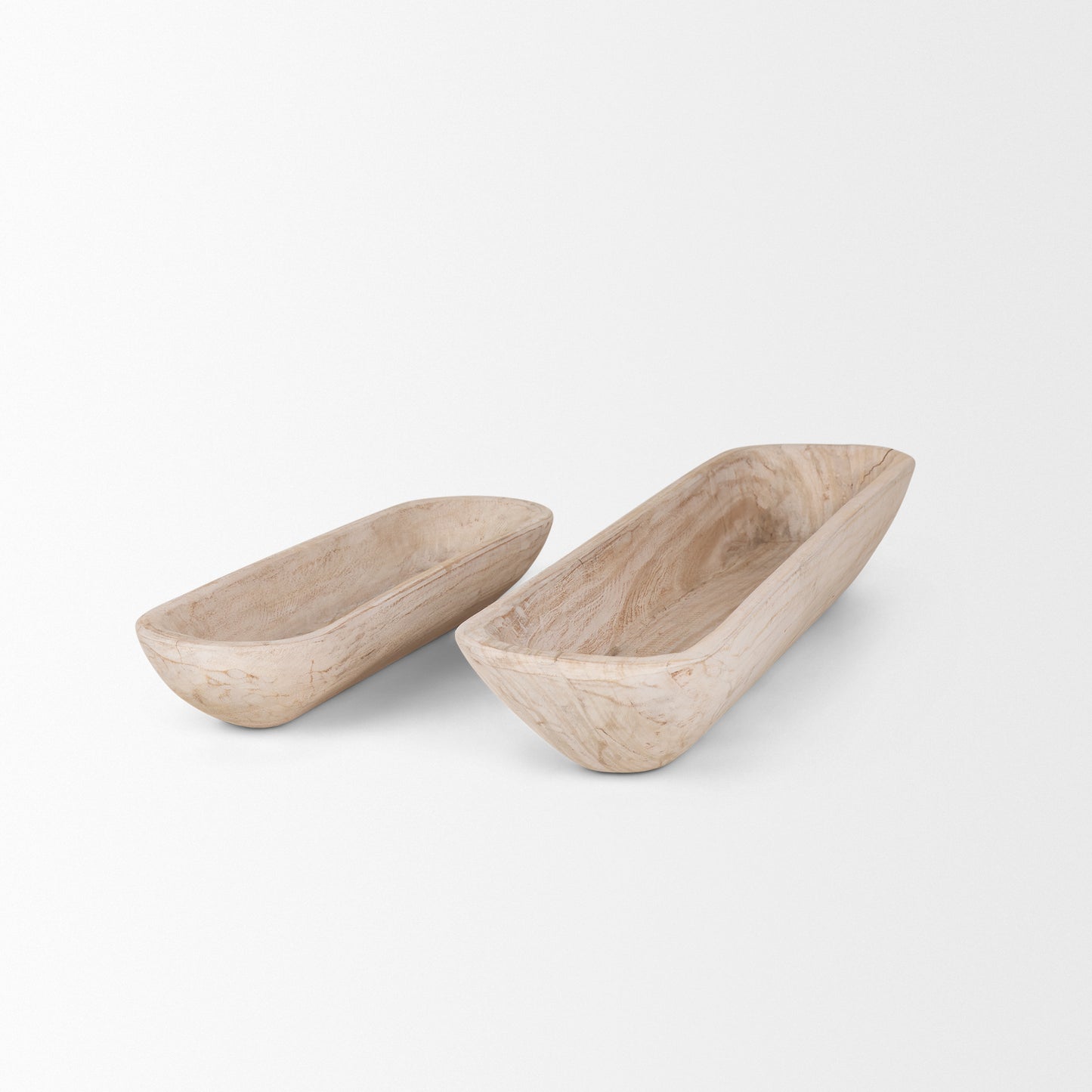 Athena Extra Large Hand-Carved Reclaimed Wood Trays in Medium Brown - Stylish Set of 2