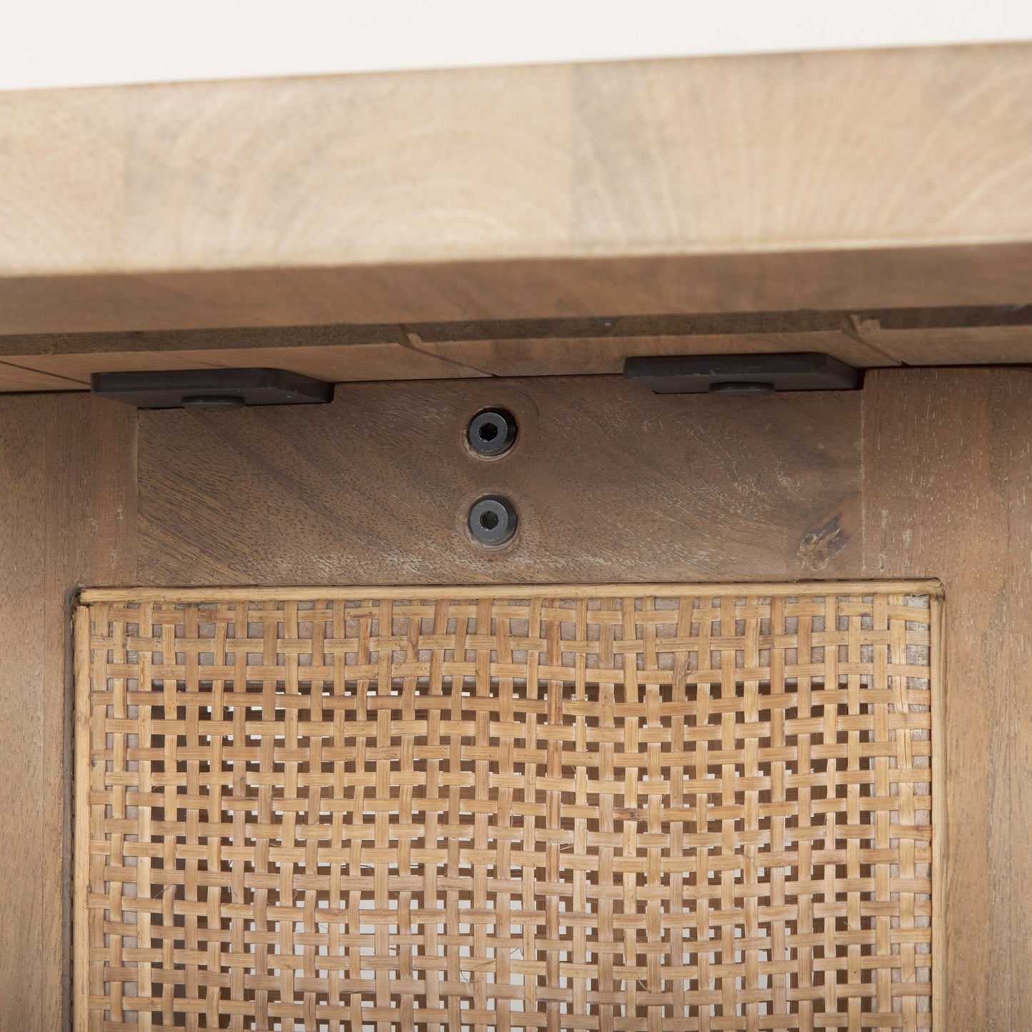 Grier Light Brown Solid Wood with Cane Accent Console Table - Elegant Design for Chic Entryways and Stylish Decor