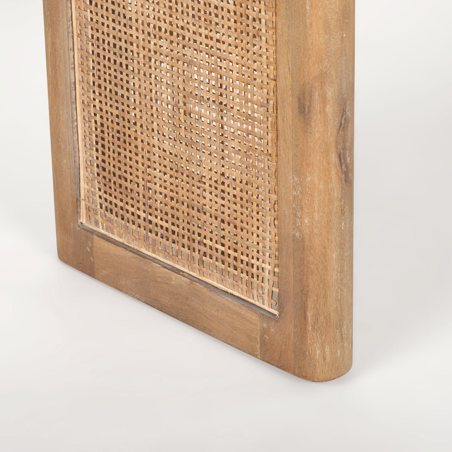 Grier Light Brown Solid Wood with Cane Accent Console Table - Elegant Design for Chic Entryways and Stylish Decor