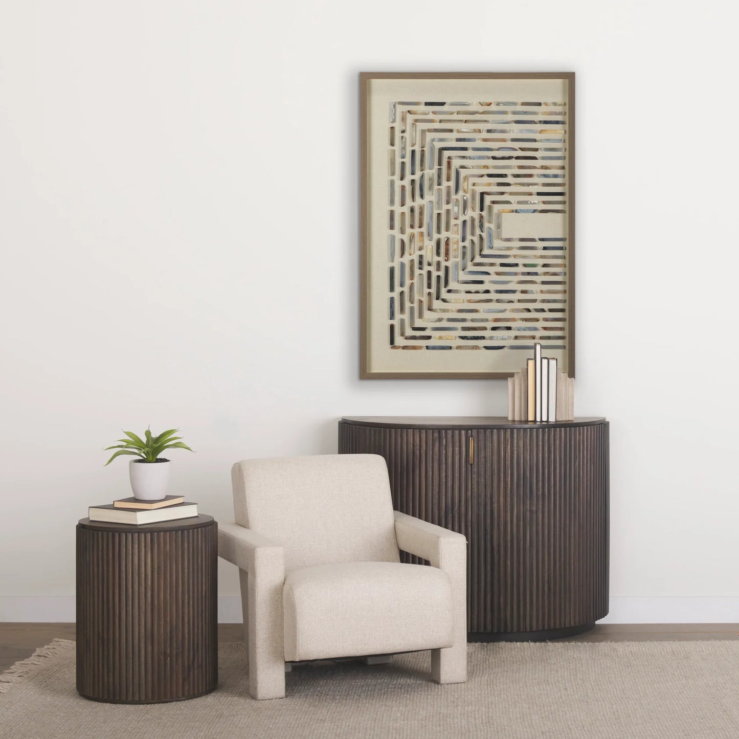 Terra Elegant Mango Wood Accent Cabinet with Gold Handles – Stylish Fluted Storage Solution for Any Space - Dark Brown Wood