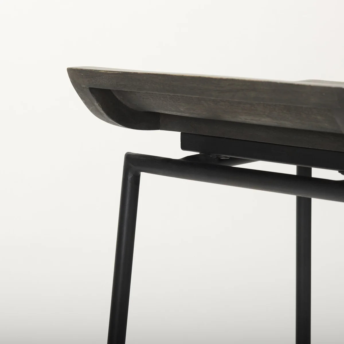 Givens Sleek 24.25" Matte Black Wooden Seat Bar Stool with Sturdy Metal Frame for Modern Spaces