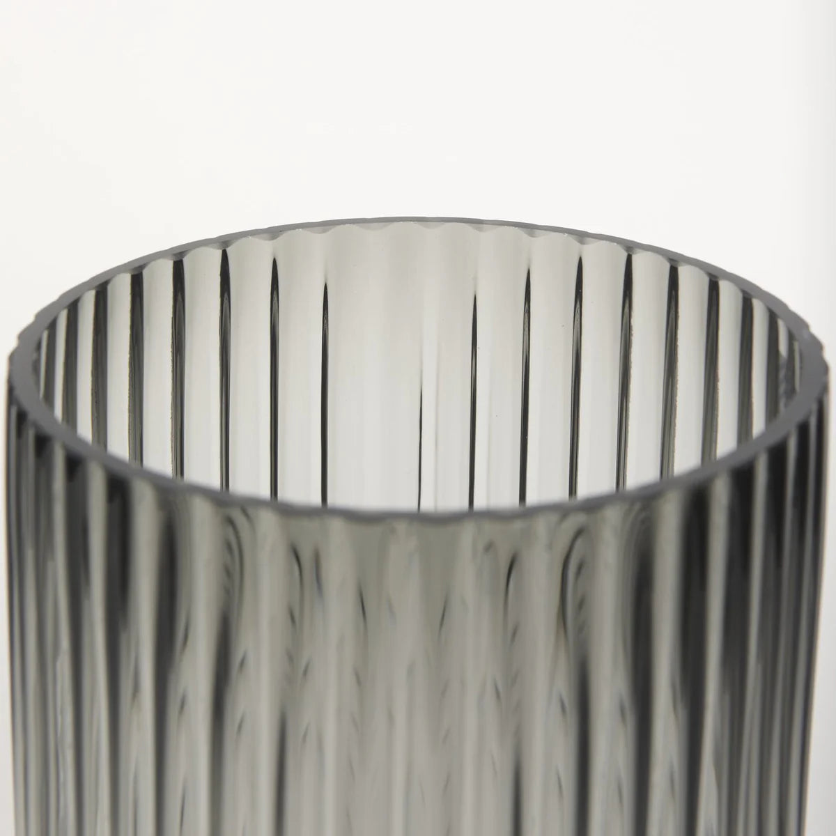 Dawn Tall Smokey Black Ribbed Glass Vase - Elegant Fluted Design for Stunning Home Décor Accents