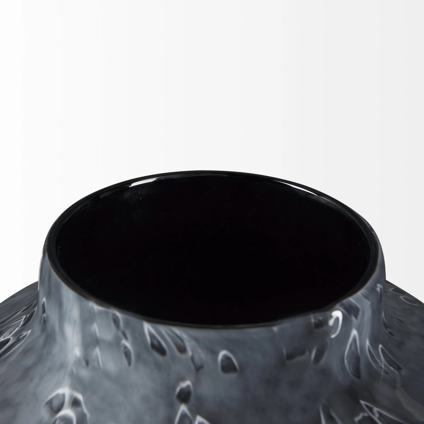 Masai Stunning Black Mottled Glass Vase - Thick, Polished Design with Unique Milky Haze Finish