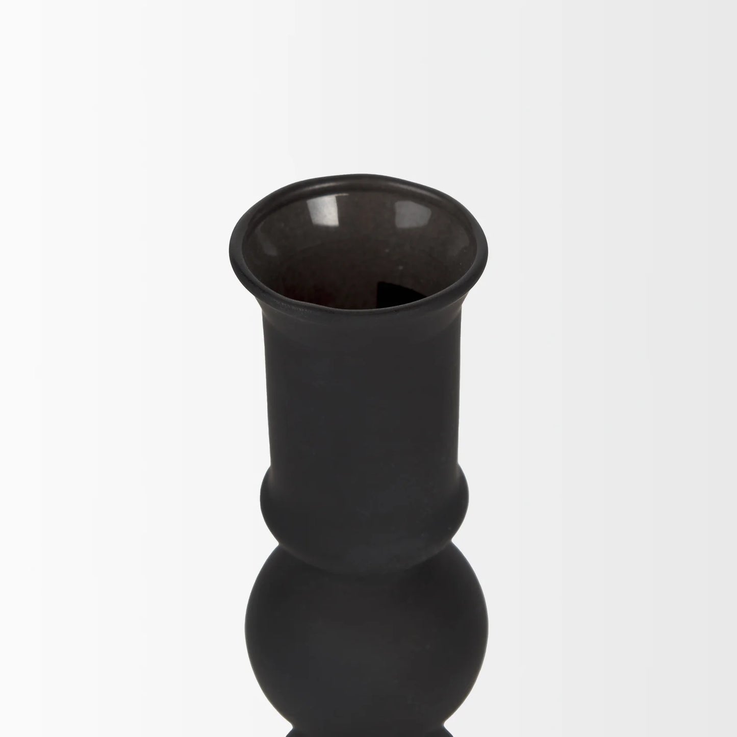 Haute Small Matte Black Blown Glass Candlestick Holder β Elegant Home Decor for Modern Spaces