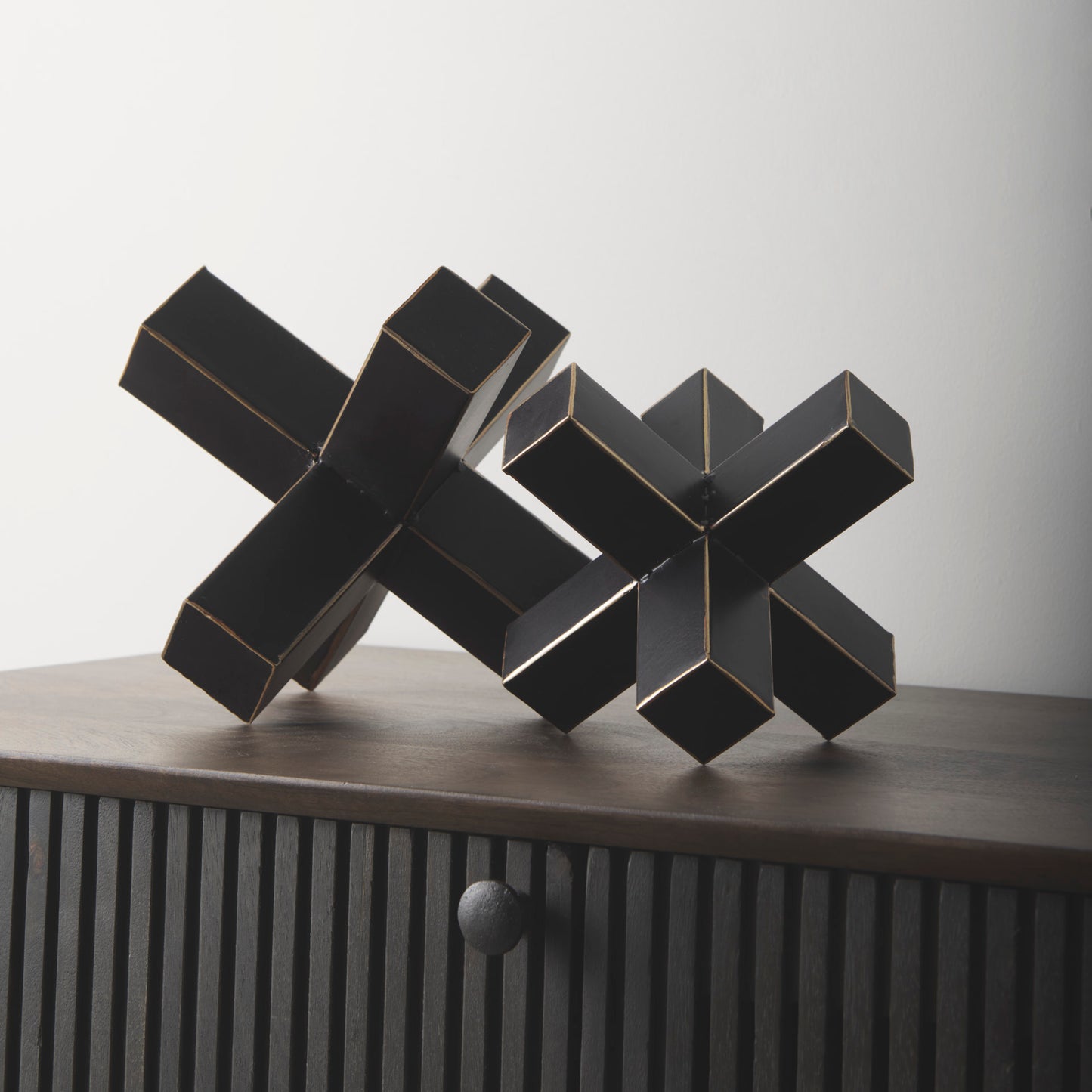 Abel Geometric Decorative Object β Matte Black & Gold Accent for Modern Home Decor & Styling