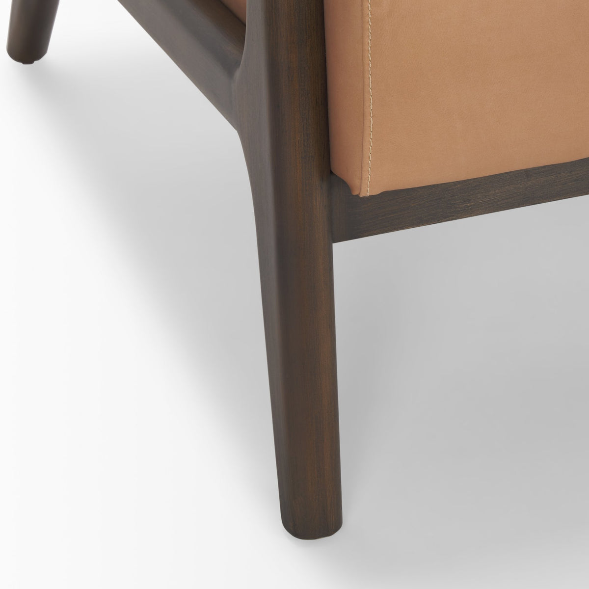 Cashel Accent Chair W Dark Brown Wood and Tan Genuine Leather