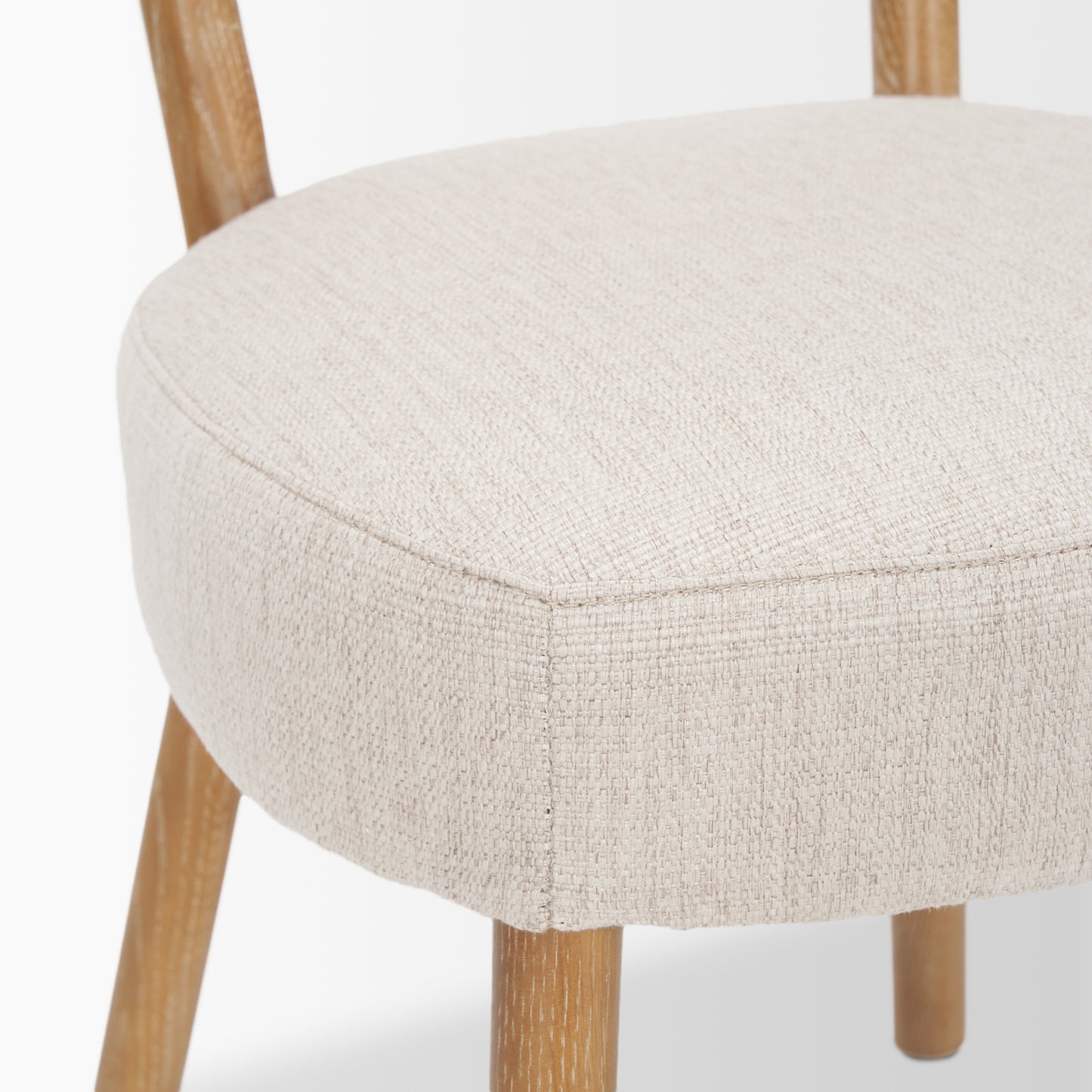 Owen Dining Chair with Medium Brown Wood and Beige Fabric - Set of 2, Stylish and Comfortable Dining Seating