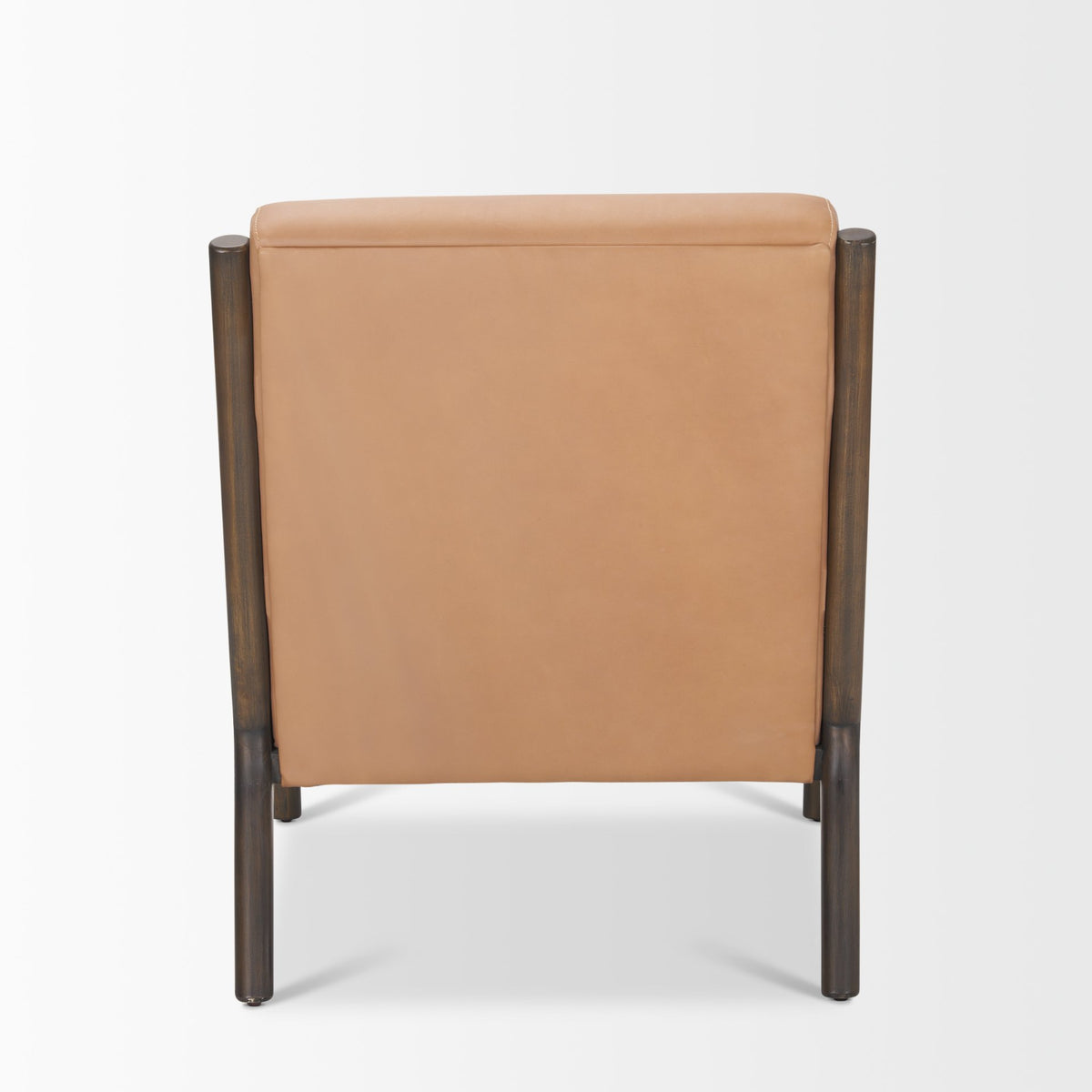 Cashel Accent Chair W Dark Brown Wood and Tan Genuine Leather