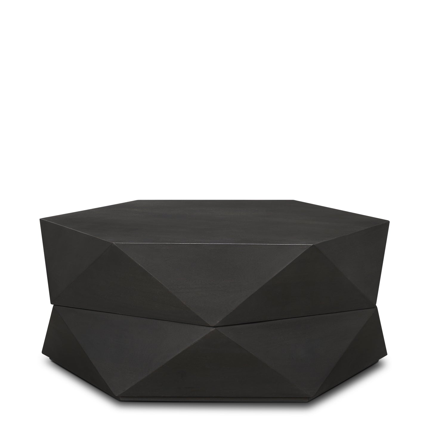 Arreto Hexagonal Hinged Solid Wood Top and Base Coffee Table - Unique and Stylish Living Room Piece