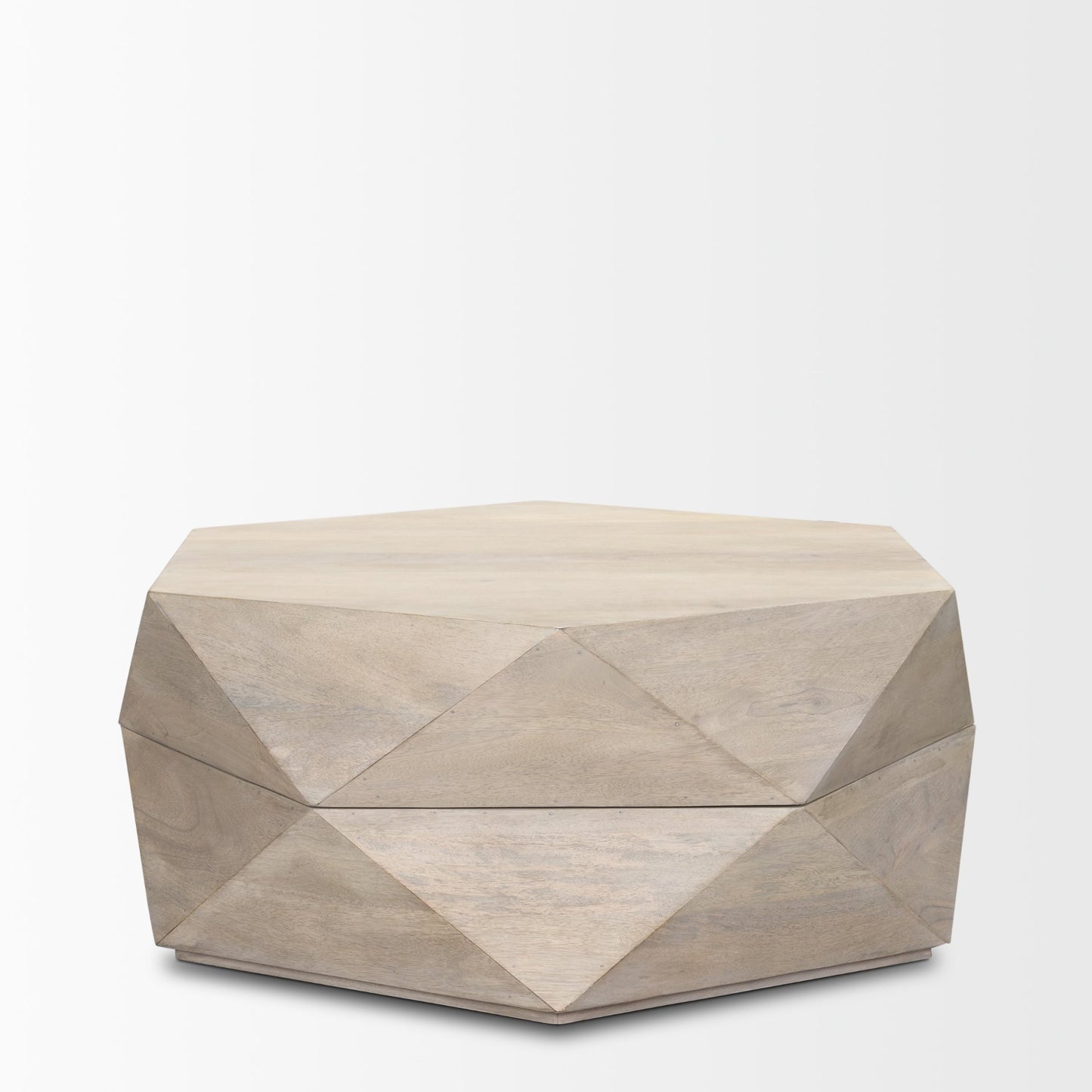 Arreto Hexagonal Hinged Solid Wood Top and Base Coffee Table - Unique and Stylish Living Room Piece