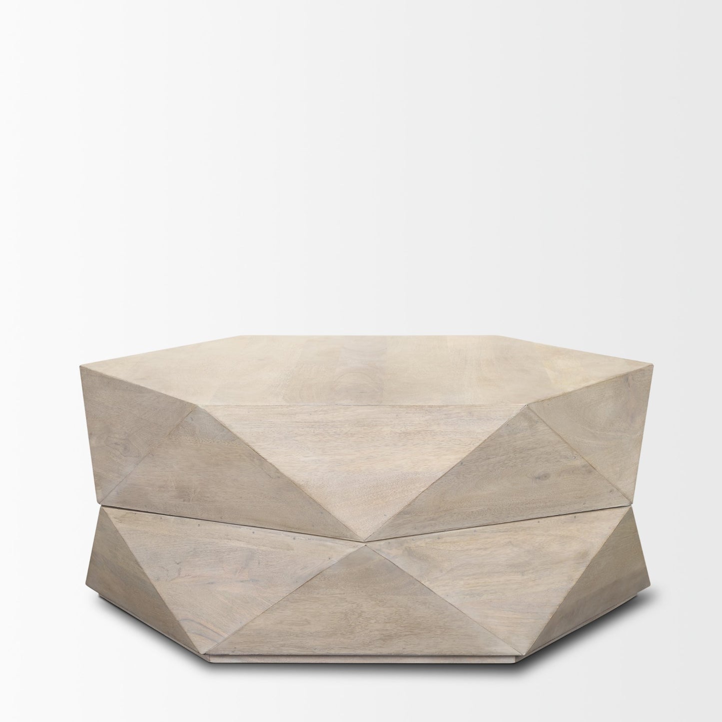 Arreto Hexagonal Hinged Solid Wood Top and Base Coffee Table - Unique and Stylish Living Room Piece