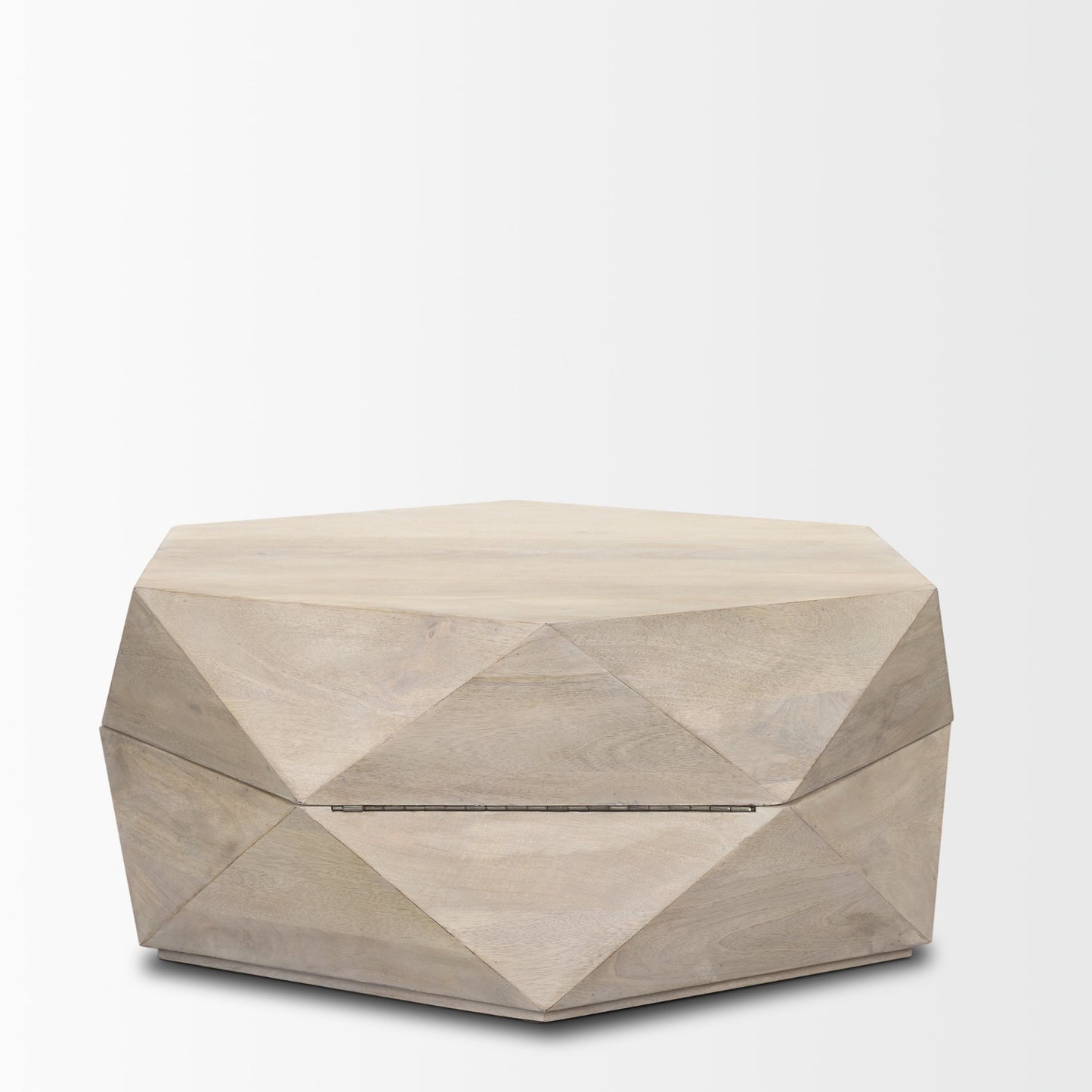 Arreto Hexagonal Hinged Solid Wood Top and Base Coffee Table - Unique and Stylish Living Room Piece
