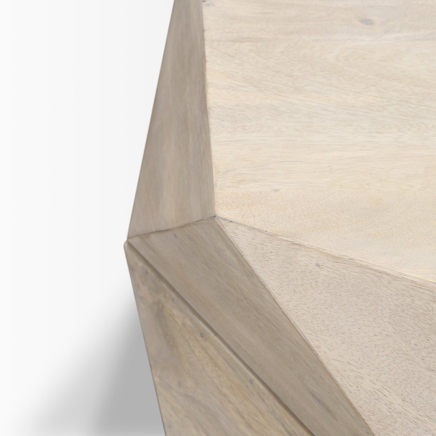 Arreto Hexagonal Hinged Solid Wood Top and Base Coffee Table - Unique and Stylish Living Room Piece