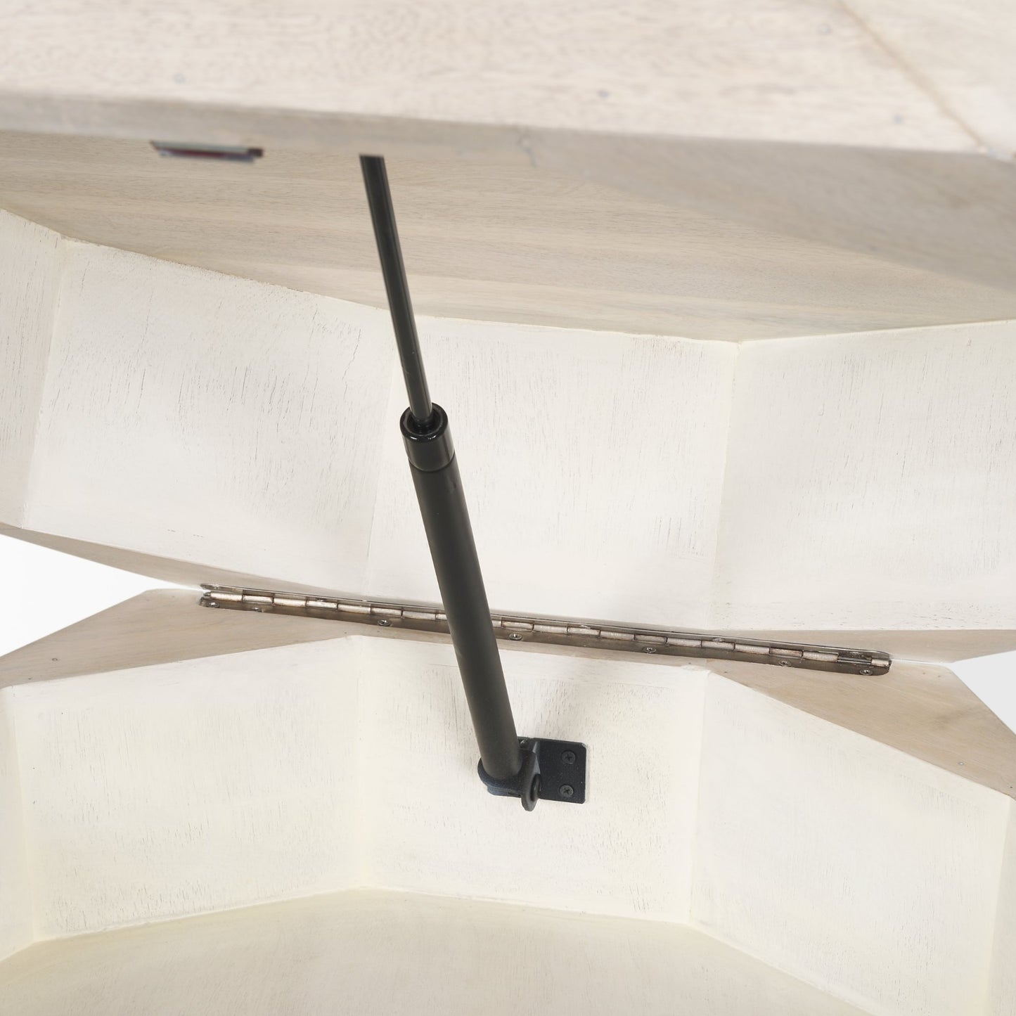 Arreto Hexagonal Hinged Solid Wood Top and Base Coffee Table - Unique and Stylish Living Room Piece