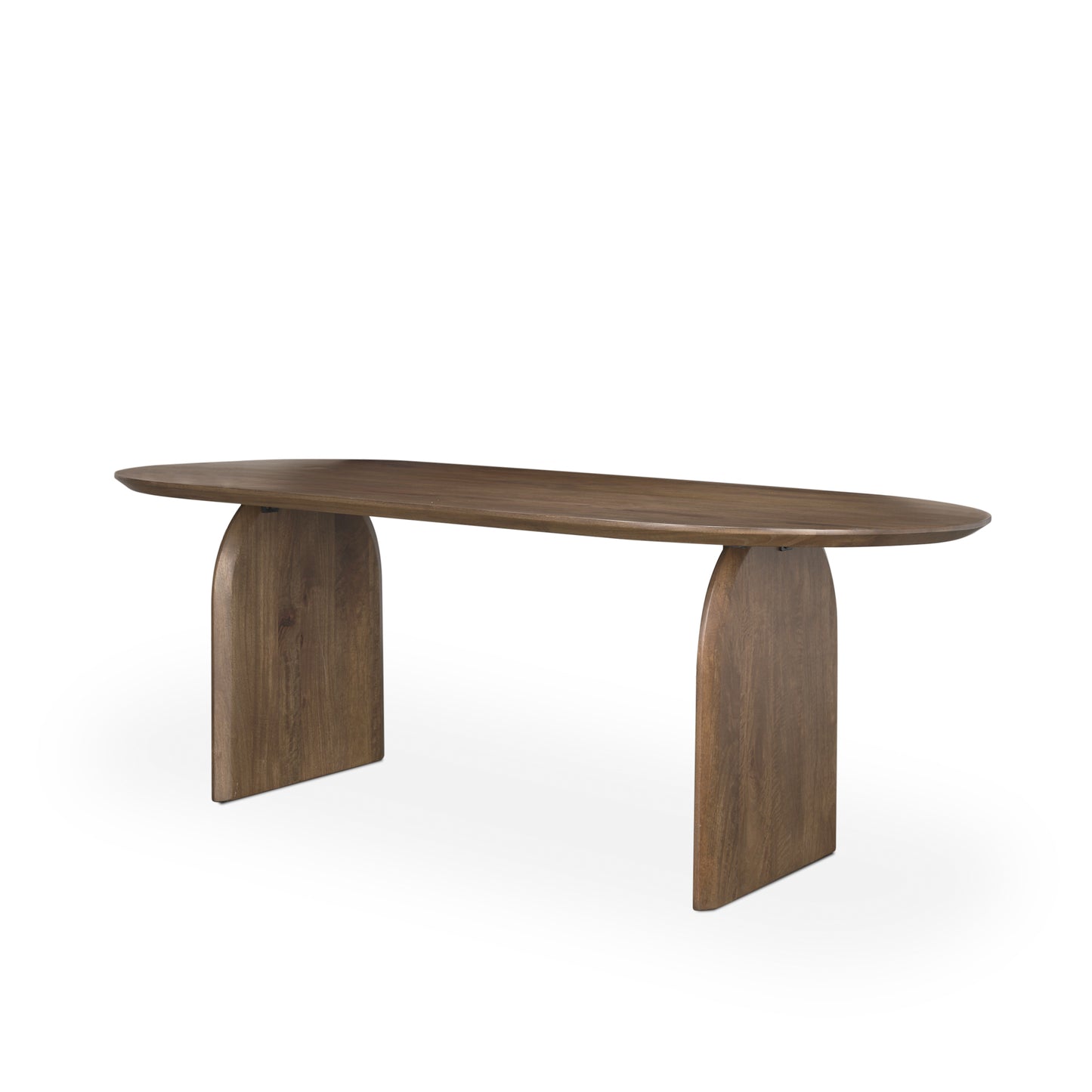 Isla Oval Dining Table with Light Brown Wood Top and Arched Legs for a Stylish and Elegant Dining Experience