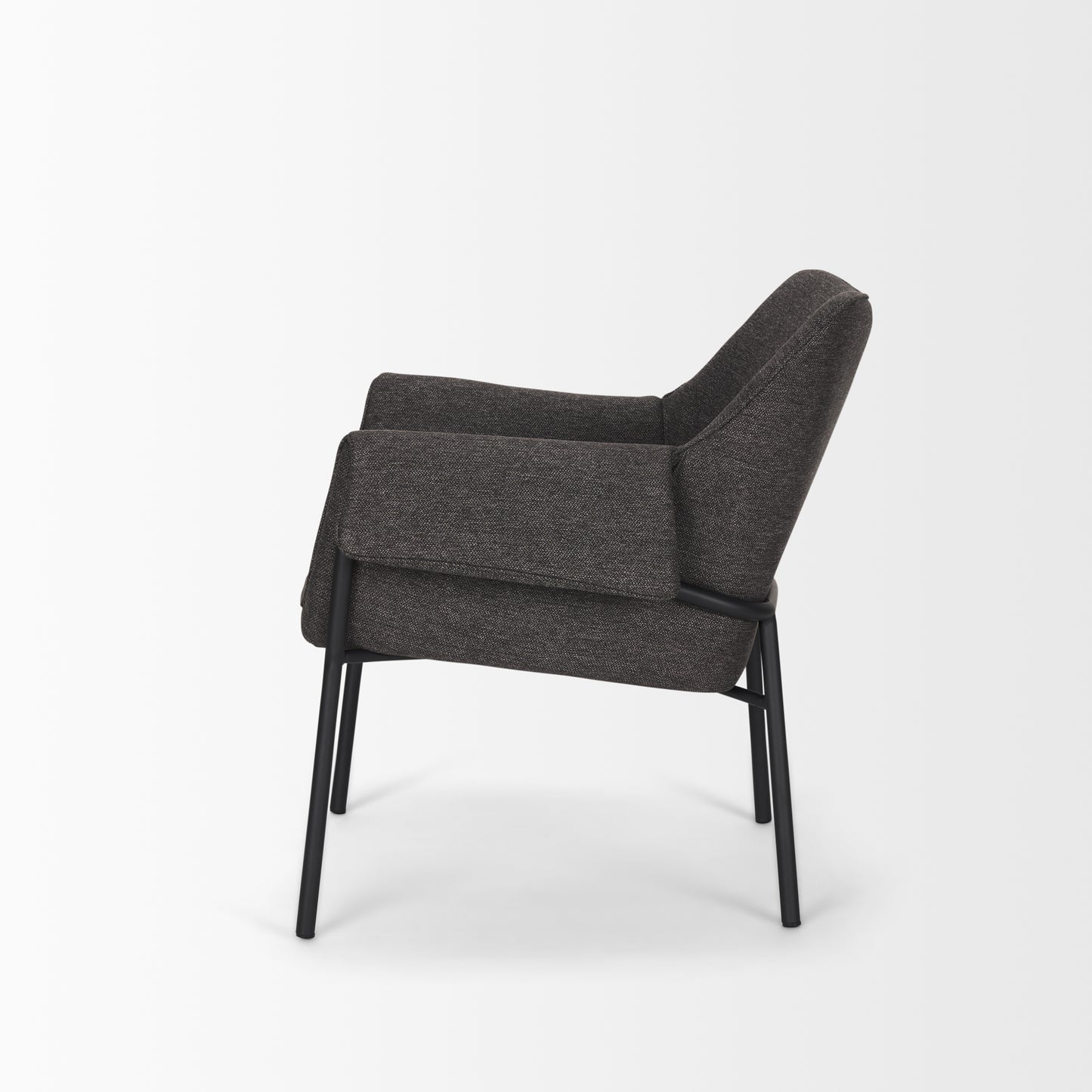 Brently Accent Chair with Gray Fabric and Matte Black Metal Legs - Modern and Stylish Seating Solution