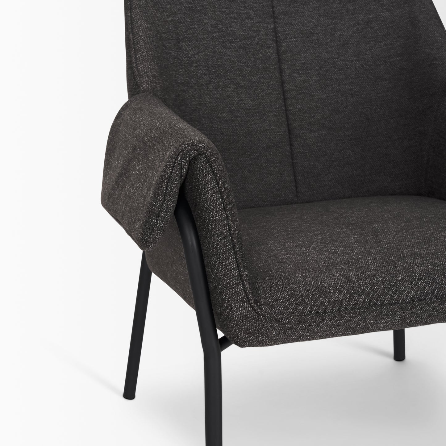 Brently Accent Chair with Gray Fabric and Matte Black Metal Legs - Modern and Stylish Seating Solution