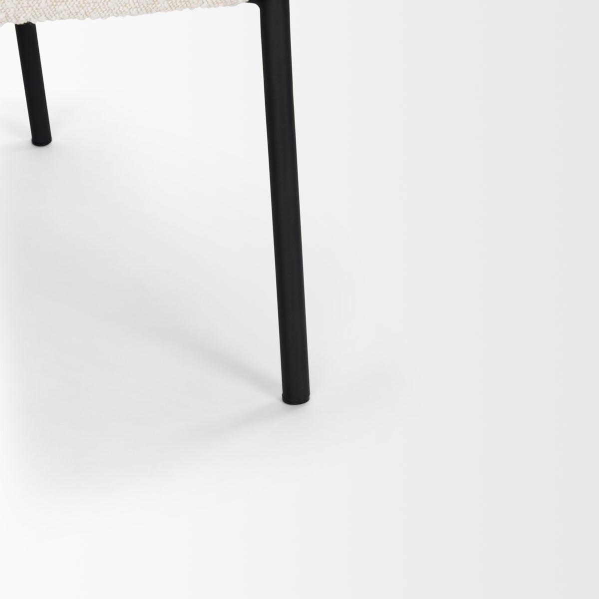 Brently Accent Chair w Cream Boucle Fabric & Matte Black Metal Legs
