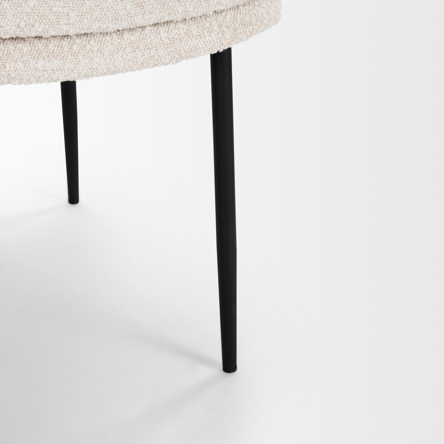 Eve Dining Chair with Cream Bouclé Fabric and Matte Black Metal - Set of 2, Elegant and Contemporary Seating