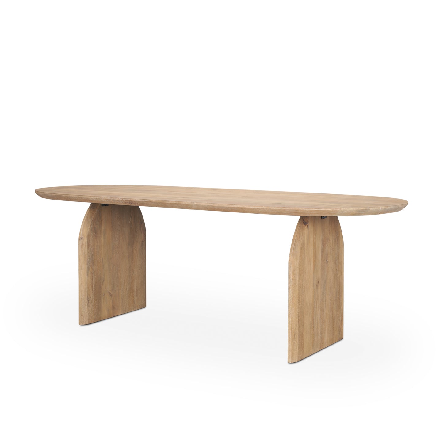 Isla Oval Dining Table with Light Brown Wood Top and Arched Legs for a Stylish and Elegant Dining Experience