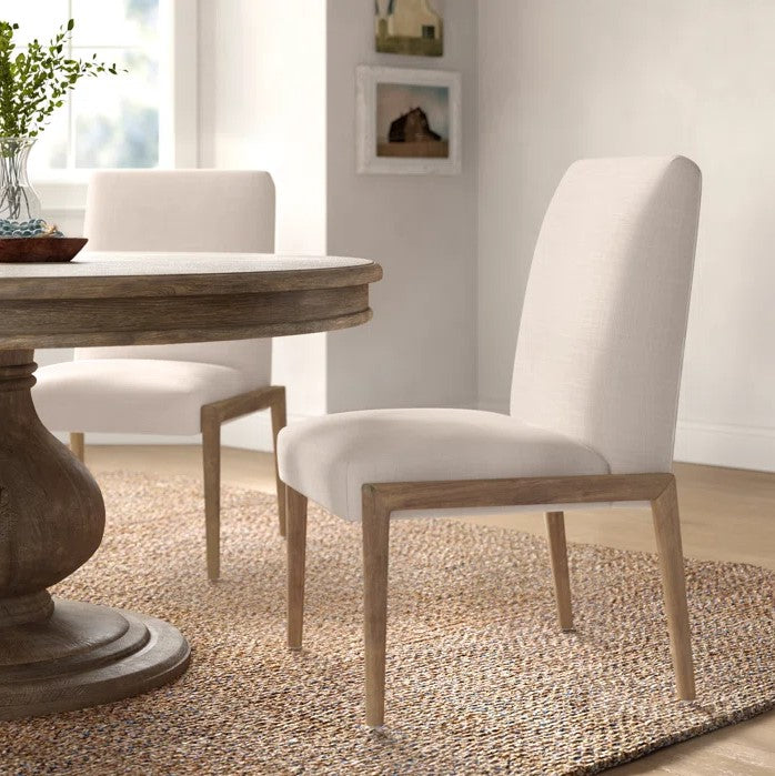 Palisades Cream Upholstered Armless Dining Chair with Solid Wood Frame - Set of 2