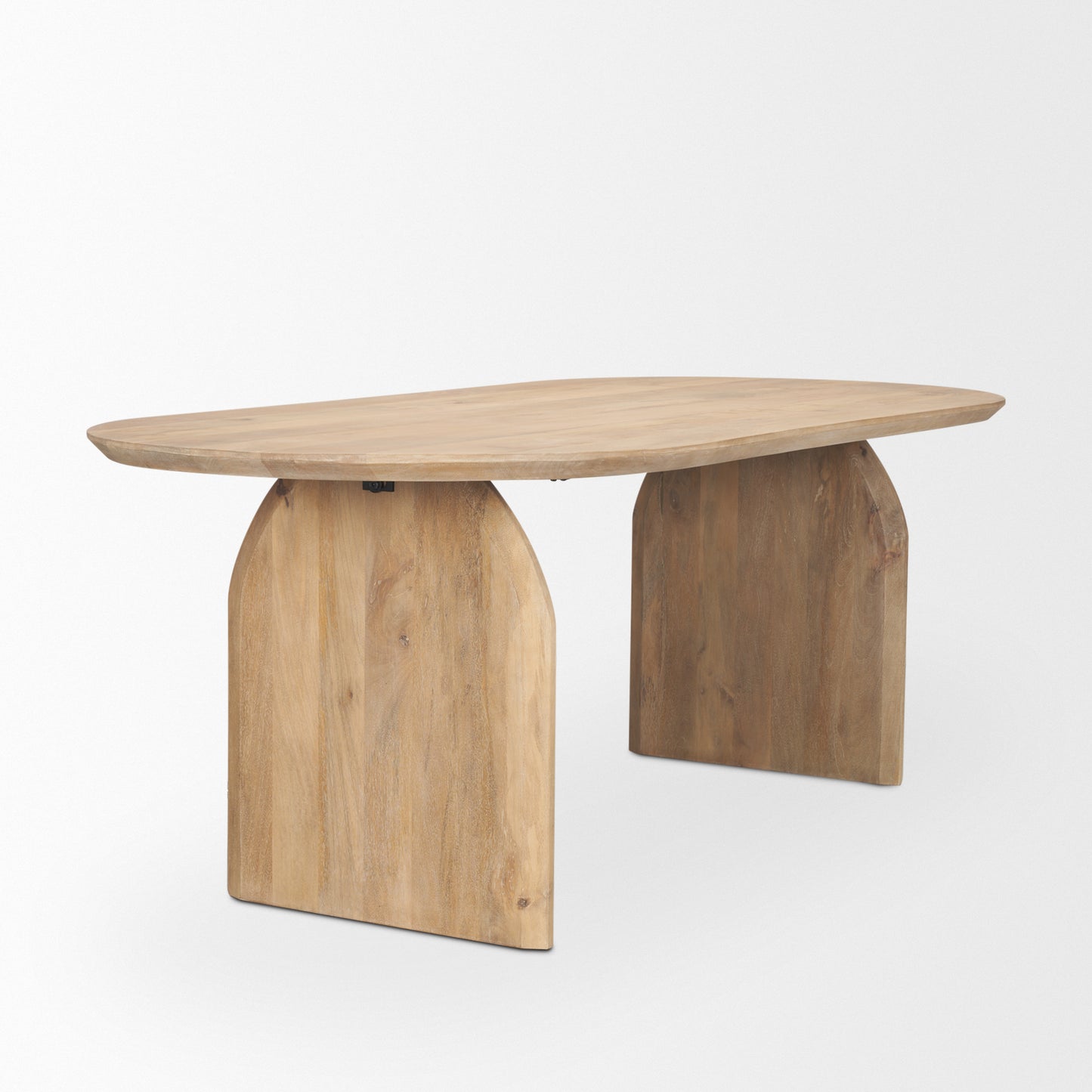 Isla Oval Dining Table with Light Brown Wood Top and Arched Legs for a Stylish and Elegant Dining Experience