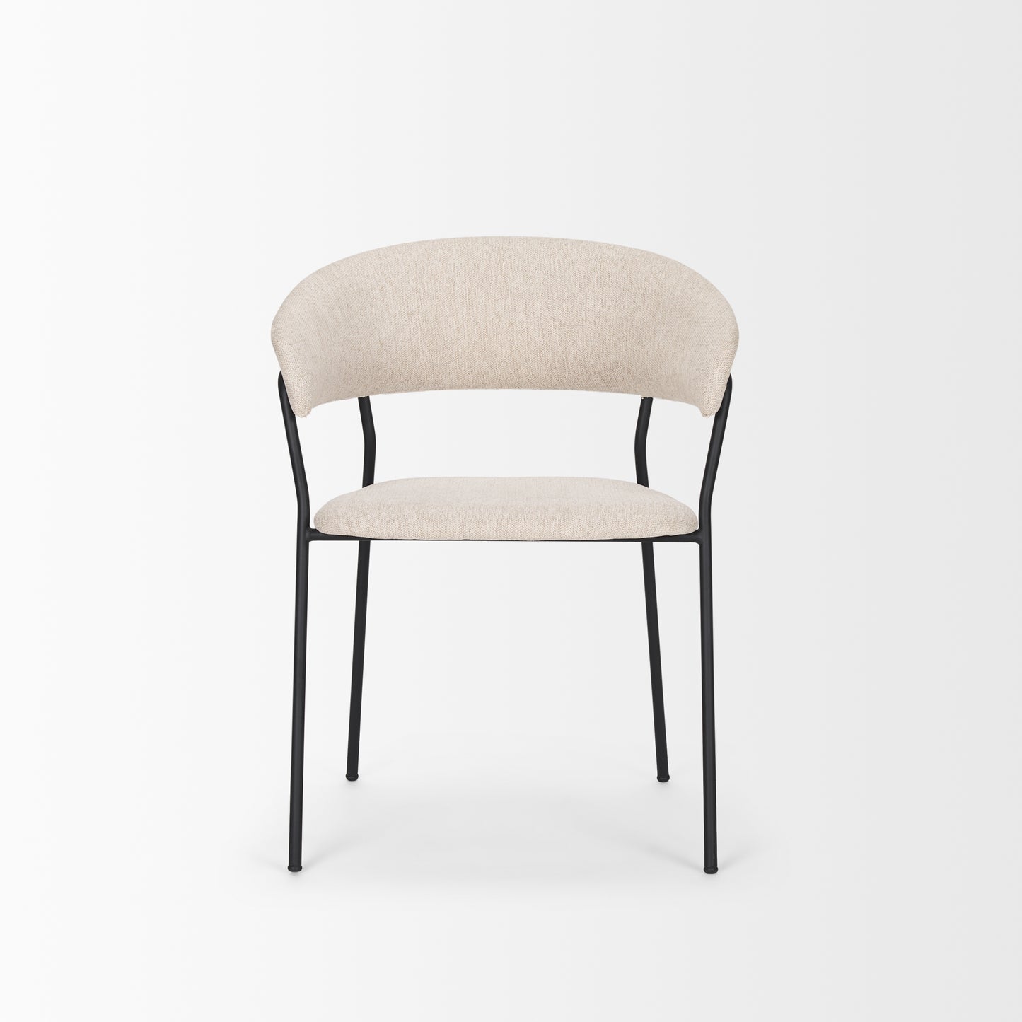 Carolyn Dining Chair Set of 2 with Oatmeal Fabric and Matte Black Metal Frame for Modern Dining Rooms