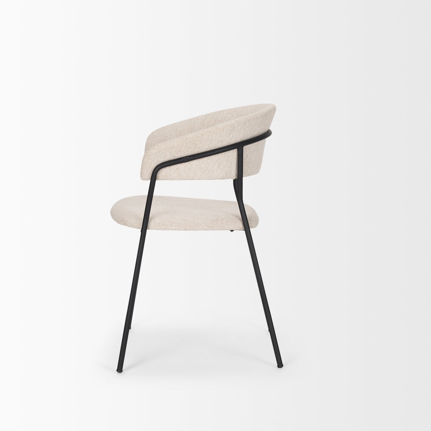 Carolyn Dining Chair Set of 2 with Oatmeal Fabric and Matte Black Metal Frame for Modern Dining Rooms